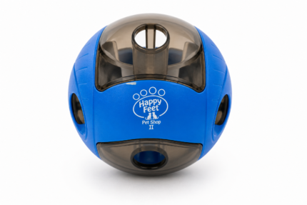 Happy Feet Pet Shop II Interactive Dog Treat Dispensing Ball – Puzzle Toy for Mental Stimulation & Slow Feeding (Blue)