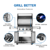 28" Napoleon Rogue 525 Gas Grill With Infrared Side Burner - NG,LPG - Image 8